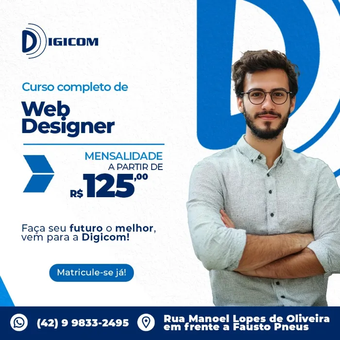 Curso completo de Web Designer — mensalidade a partir de R$125,00